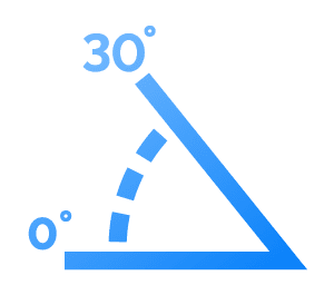 Wide range of inclinations (from 0 ° to 30°)